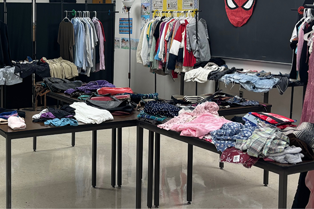 inside the thrift store located in a FHS classroom.
